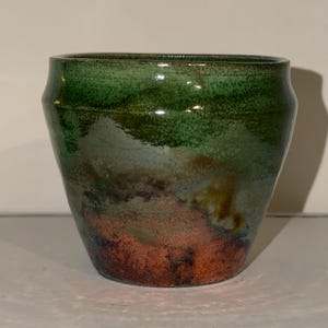 Maceta de cerámica Raku con diseño de floración de algas (7,6 cm de alto)