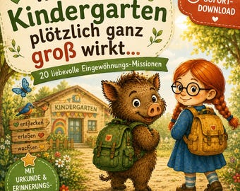Juri & Lina's Settling-In Missions | Kindergarten Settling-In PDF | Starting Daycare | Courage for Kindergarten Children | Kindergarten Memory Book