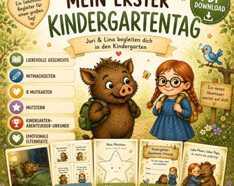My First Day of Kindergarten PDF | Kindergarten Start Guide for Children | Courage Cards, Story & Certificate | Gift for Starting Kindergarten