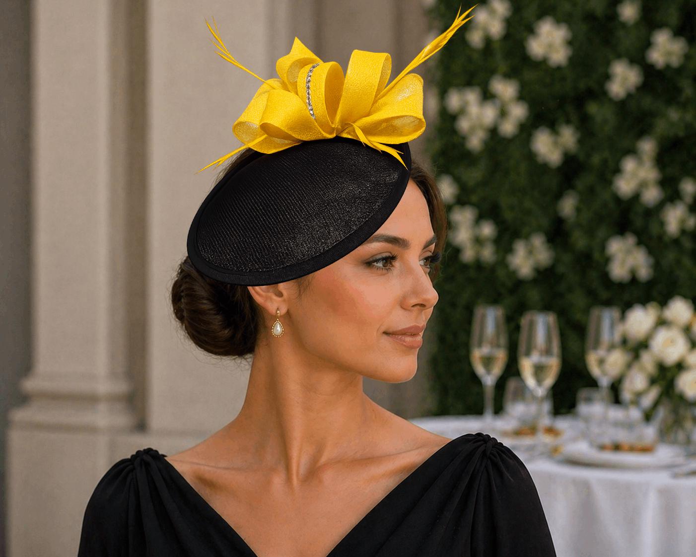Yellow and Black Fascinator - Etsy UK