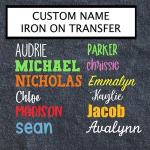 Custom Name Iron on Transfer, Name Vinyl Decal, Back to School Name iron on, School name iron on