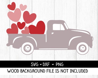 Valentine Truck SVG, Valentine's Day svg, vintage truck svg, hearts truck Svg Dxf png Silhouette Cricut