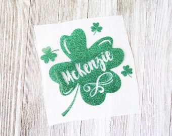 Personalized Clover Iron On, Four Leaf Clover Iron On, Shamrock Iron on, St Patrick's Day Iron on Transfer, Iron on Transfer, clover decal