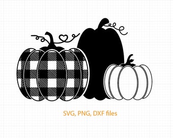 Three Pumpkins svg, Pumpkin SVG, Buffalo Plaid Pumpkin Svg, Fall SVG, Thanksgiving SVG, halloween Svg Dxf png for Silhouette Cricut