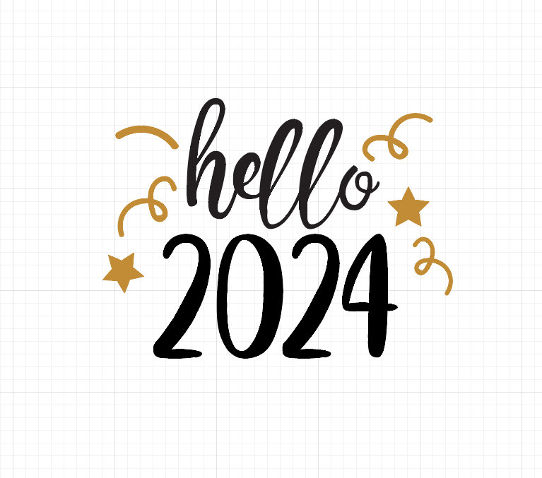 Hallo 2024 SVG, Nieuwjaar 2024 SVG, 2024 SVG, gelukkig Nieuwjaar SVG