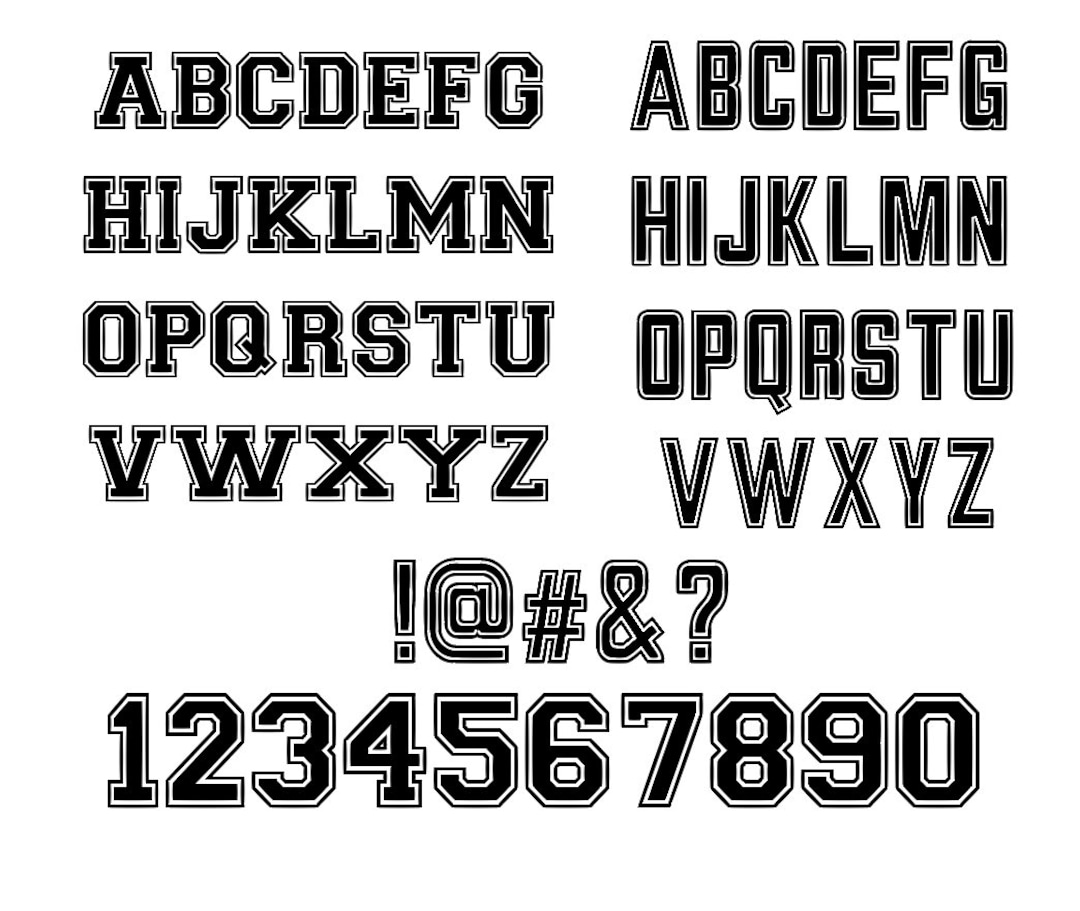 Single Football Numbers Stencil Font Iron on Transfer