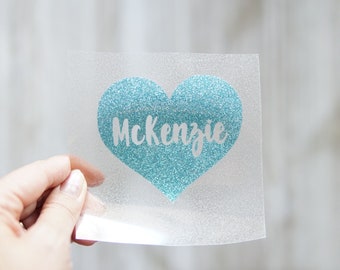 Heart Iron On, Personalized Heart Iron On Transfer, Heart Iron on patch,  Heart with name Iron on Decal