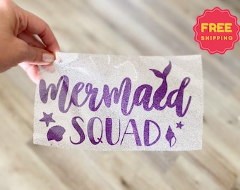 Mermaid Squad Iron On Transfer, Mermaid Squad Iron on, Mermaid Birthday Iron on, Mermaid Girl Iron on Shirt