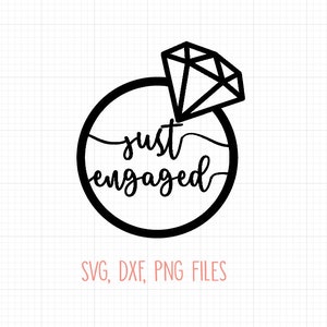 Vient de fiançailles SVG, svg fiançailles, bague en diamant svg, svg fête de fiançailles, mariage Svg Dxf png pour Silhouette Cricut