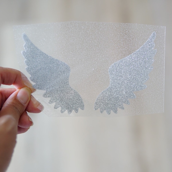 Angel Wings Iron on Transfer, Angel Wings Iron on decal, heat transfer vinyl, Glitter Angel Wings Iron on