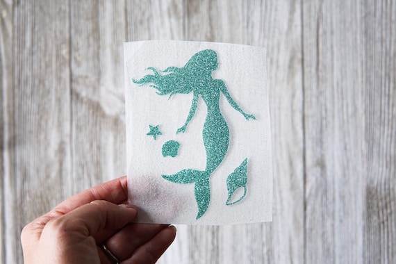 Mermaid Iron-On, Mermaid Iron On Heat Transfer, Glitter Mermaid decal, Glitter Gold Mermaid Iron On