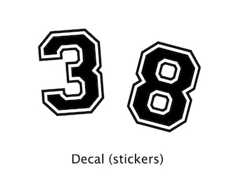 Varsity number Sticker, varsity numbers Decal, sports number Decal, jersey number Sticker, Jersey number decal sports number water bottle