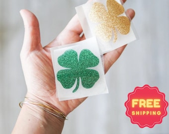 Clover Iron On, Four Leaf Clover Iron On, Shamrock Iron on, St Patrick's Day Iron on Transfer, Glitter shamrock iron on, Saint Patrick's Day