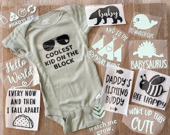Baby Onesie® Station Iron On Transfers, unisex Baby Onesie Iron on Transfer, Baby Shower Iron on Transfer, Onesie Station Kit for Baby 4