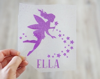 Fairy iron on Transfer, Personalized Fairy Iron On, Fairy Birthday Shirt Iron on, Fairy with Name iron on decal,  Custom Fairy