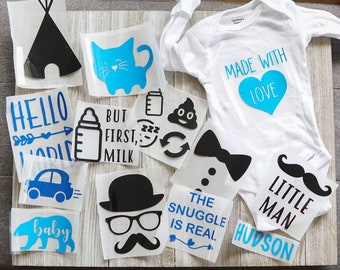 Baby Onesie® Station Iron On Transfers, Baby Onesie Iron on Transfer, Baby Shower Iron on Transfer, Onesie Station Kit for Baby boy