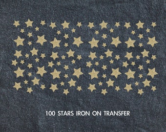 100 Stars iron on transfer, glitter Star iron on, iron on transfer, 100 days of school iron on, star vinyl iron on, glitter star iron on