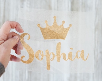 Crown with Name Iron On Transfer, Custom Crown Iron On Transfer, Personalized Crown Iron on Transfer, Crown Birthday Iron on