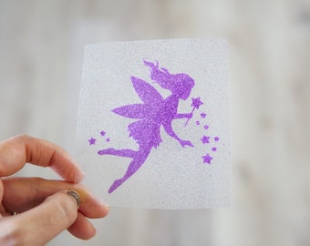 Fairy Iron-On, Fairy Iron On Heat Transfer, Glitter Fairy  decal, Glitter Gold Fairy Iron On, Fairy Iron on Patch