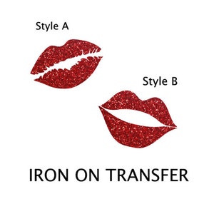 Lips Iron on, Kiss Iron on Transfer, Glitter Red Lips Iron on Patch, Red lips iron on decal, christmas iron on