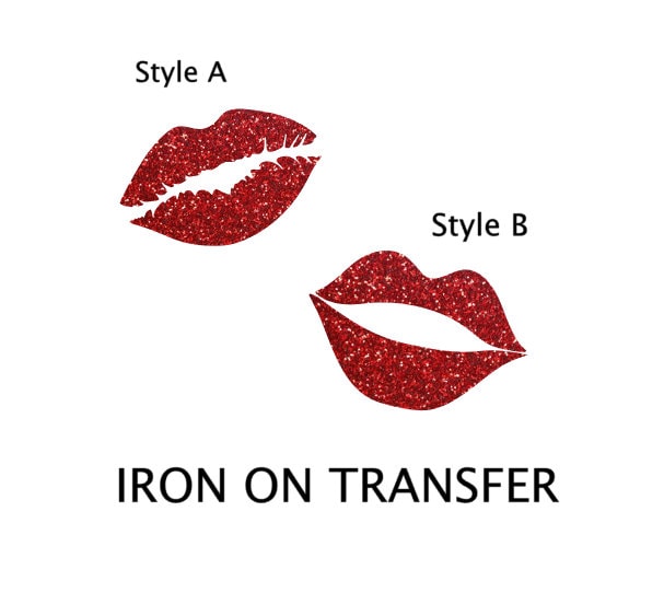 Lips Iron On Kiss Iron on Transfer Glitter Red Lips Iron on Etsy