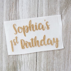 Personalized Birthday Iron On transfer, Glitter Birthday Iron on, First Birthday Iron on, Custom birthday iron on, 1st birthday iron on