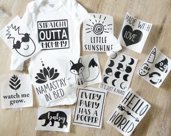 Baby Onesie® Station Iron On Transfers, unisex Baby Onesie Iron on Transfer, Baby Shower Iron on Transfer, Onesie Station Kit for Baby