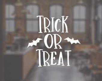 Trick or Treat Decal, Trick or Treat vinyl Decal, Trick or Treat Sticker, Halloween decal Store Sign Vinyl Decal, Store Window decal