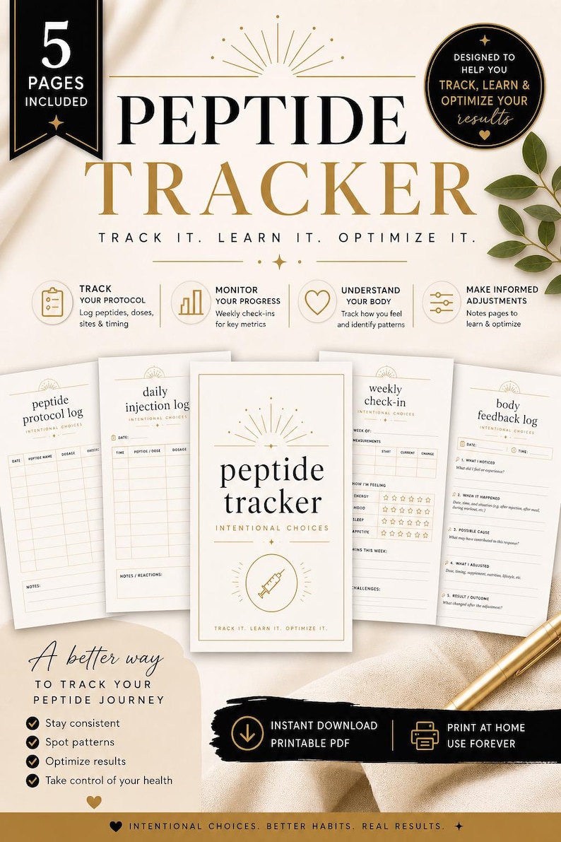 Peptide Injection Log Peptide Tracker Printable PDF | Injection Log, Protocol Planner ...