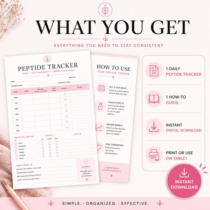 Peptide Tracker Printable | Injection Log & Dosage Tracker | GLP-1 ...
