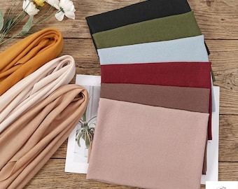 90cm Cotton Linen Square Scarf, Solid Color Headscarf, Lightweight Hijab Wrap