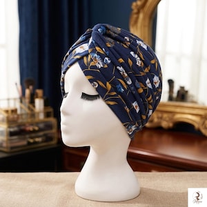 Fascia per capelli in morbido cotone con stampa floreale per donna – Turbante leggero, ideale per chemioterapia e come copricapo.