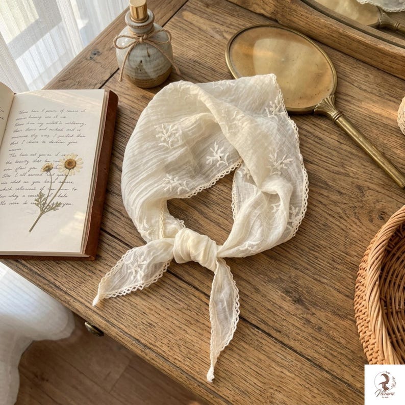 Cotton linen style hair accessory styled with braided hairstyle