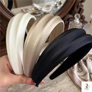 Diadema ancha de satén para mujer / Diadema de tela suave, accesorio diario