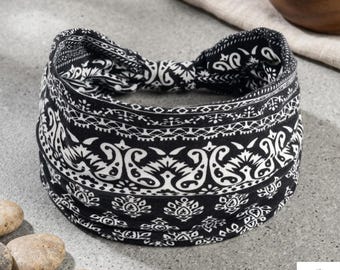 Vintage Wide Knot Headband | Boho Print Turban Hair Wrap for Women