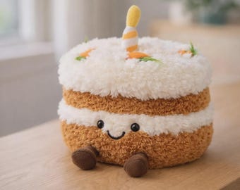 Jellycat Inspired Cake Plush Toy: Layered Dessert Stuffed Animal, Smiling Face, Soft Cuddles