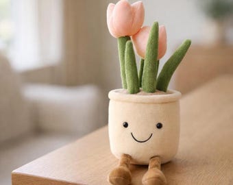 Jellycat Inspired Tulip Plant Plush Toy 33cm Smiling Pot Character Stuffed Toy