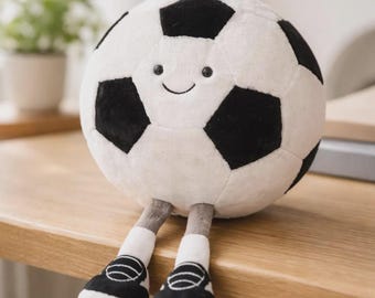Jellycat Inspired Football Plush Toy: Smiling Face, Dangling Legs, Soft Cuddly Companion