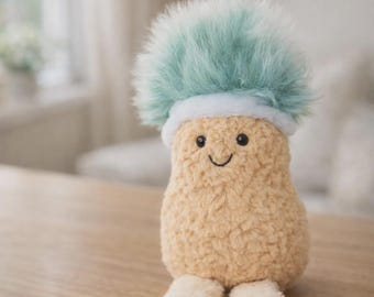 Jellycat Inspired Peanut Plush Toy: Smiling Face, Fluffy Tuft, Soft Cuddly Companion