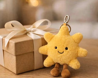 Jellycat Inspired Sun Plush Keychain: Soft Yellow Stuffed Animal Toy