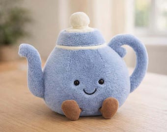 Blue Teapot Plush Toy: Jellycat Inspired Soft Stuffed Animal for Nursery Decor