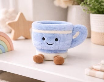 Blue Teacup Plush Toy: Jellycat Inspired Soft Stuffed Animal Companion