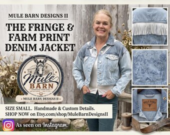 Veste en jean à franges blanches