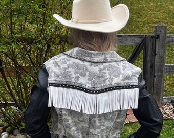Veste en jean à franges cachemire - Moyen