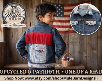Veste en jean pour enfants à franges USA Accents