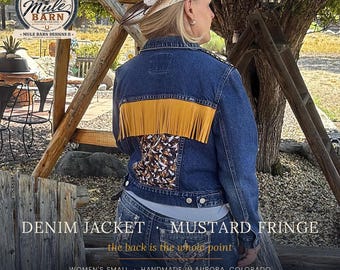 Veste en jean à franges moutarde