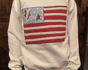 Sweat-shirt ras du cou brodé motif du 4 juillet