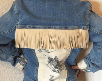 Veste en jean pour enfants à franges et détails de cow-boy
