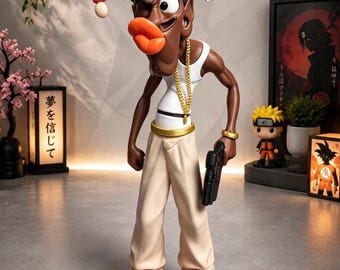 Loc Dog Figuur | 3D Geprinte Fan Art | Hip Hop Hood | Cultfilm Verzamelobject | Filmdecoratie