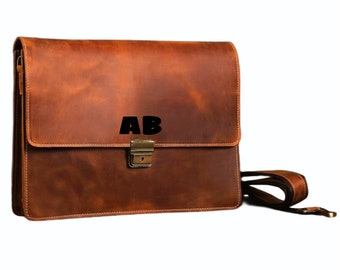 Boss Gift, Custom Leather Laptop Bag,Gift for Dad,Macbook Laptop Bag,Messenger Bag